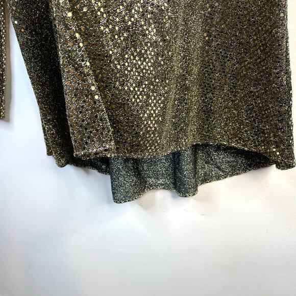 Vintage 90s David Rose Gold Metallic Sequin Sparkling Disco Open Jacket women S - Picture 5 of 10